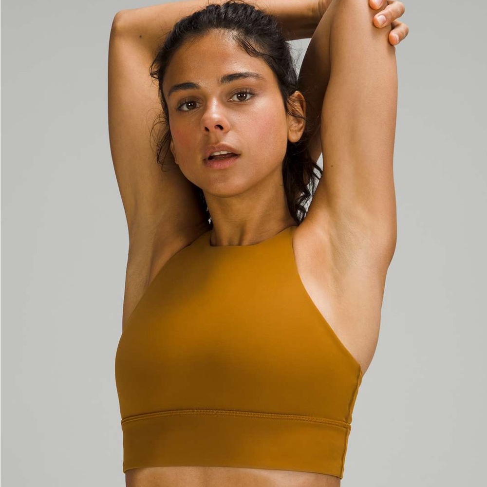 Lululemon Energy Bra High Neck Long Line - Gold Spice